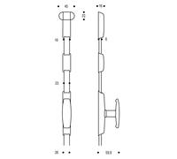 Crémone 332 chromé à carré sans tringle VACHETTE 009906