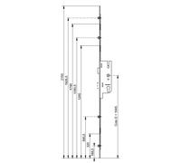 Crémone à larder EUROPA axe 50 mm 2 galets carré 7 longueur 2150 mm FERCO 6-33166-03-0-1