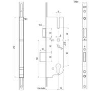 Crémone EUROPA 28/92 mm R4 têtière 16 mm carré 8 mm longueur 2285 mm côte D 1050 mm FERCO 6-32581-01-0-1