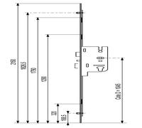 Crémone FERCOMATIC 40/70 2 galets têtière 18mm carré 7mm L 2150mm cote D 1045mm - FERCO - 6-33164-11-0-1