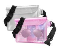 Crenova 2Pcs Pochette Étanche, Sac étanche pour téléphone/espèces/Cartes, Sports Nautiques, Plage, Accessoires de Voyage pour Natation, Rafting, Kayak, plongée en apnée, pêche, Camping(Rouge + Blanc)