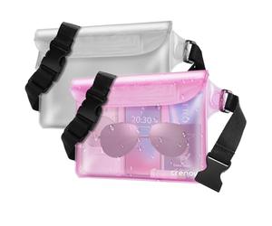 Crenova 2Pcs Pochette Étanche, Sac étanche pour téléphone/espèces/Cartes, Sports Nautiques, Plage, Accessoires de Voyage pour Natation, Rafting, Kayak, plongée en apnée, pêche, Camping(Rouge + Blanc)