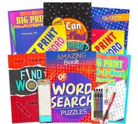 Crenstone Exclusive Bulk Large Print Word Find Books for Adults, Seniors - Bundle with 8 Jumbo Word Search Puzzle Books with Giant Print, 3 Pens, and Bookmark | Over 480 Word Search Puzzles