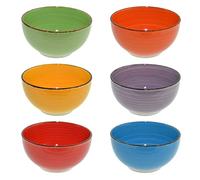 CREOFANT Lot de 6 bols à céréales multicolores 650 ml - Bols à fruits, soupe, glace, ramen, Bols colorés en céramique
