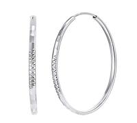 Creole Argent Femme 50mm Boucle d'Oreille 3 mm Sterling 925 Grand [Argenté] Bijoux Cadeau Saint Valentin Fille Mariage Noël Fetes des Meres Ado Amour