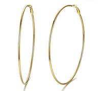Creole Large Plaqué Or Femme 2mm Boucles d'oreilles Grandes Créoles 100mm Bijoux Boucle d'oreille Doré