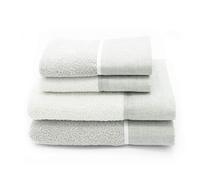 Creole Riga Lot de 4 Serviettes de Bain Coton Blanc/Gris 2+2