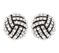 Creolen Aus Sterlingsilber mit glänzendem Kristall, Sport-Ohrstecker, Sport-Baseball-Ohrringe, Basketball-Ohrstecker, Baseball-Basketball-Fußball-Ohrringe für Frauen, Ohrringe Verschiedene (A, 1.5cm)