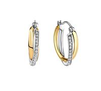Créoles argent Celesta bicolore rhodiées pierres zirconium plaqué or jaune blanc