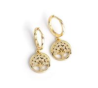 Creoles Argent Femme,Cercle Créatif Moderne Incrusté De Zircone Arbre De Vie Vogue Boucles d'oreilles Articulées Hypoallergéniques Fine Circle Boucles sans Fin Bijoux pour Femme Hommes Filles Se