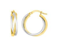 Créoles bicolores Femme - Or 18 Carats - Largeur : 13 mm