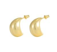 Créoles Boucles D'Oreilles, Boucle D'Oreille Or Creole Lune 21X15mm pour Femme Mariage Bijoux