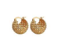 Créoles Boucles D'Oreilles, Boucle D'Oreille Or Creole Tricot Creux 25X15mm pour Femme Fête Des Mères Bijoux