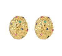 Créoles Boucles D'Oreilles, Boucle D'Oreille Or Creole Zircone Cubique Ovale 21X17mm pour Femme Mariage Bijoux