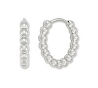Créoles en acier inoxydable pour femmes | Créoles avec boules (15 mm) | Mini boucles d'oreilles créoles en or 18 carats, or rose ou argent | Étanche et hypoallergénique