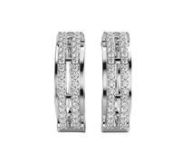 Créoles en argent sterling 925 « Éternelle Beaut頻 | Placage argent n° 64 | Taille de la pierre : 0,1 mm | Poids : 0,25 ct | Forme : Ronde | 10,284 g | LKE_W_00093