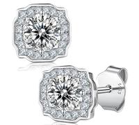 Créoles en moissanite pour femme, diamant en moissanite de 0.5-1CT, cultivé en laboratoire, en argent 925 plaqué or blanc 18K, clous d'oreilles en argent, cadeau de bijoux.