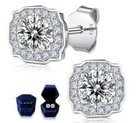 Créoles en moissanite pour femme, diamant en moissanite de 1 CT, cultivé en laboratoire, en argent 925 plaqué or blanc 18K, clous d'oreilles en argent, cadeau de bijoux.