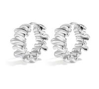 Créoles épaisses plaquées or 14 carats pour femme - Boucles d'oreilles Huggie épaisses et tendance hypoallergéniques - Rides décoratives - Bijoux vintage, small, Pas de pierres précieuses, Pas de