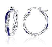 Creoles Femme Boucles d'oreilles en Argent Zircon Cubique pour Femme Boucle Doreille Enfant Fille or Hypoallergénique Créoles en Argent Fin 925 Avec Zircone Cubique 20MM Petite Creole argent femme