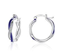 Creoles Femme Boucles d'oreilles en Argent Zircon Cubique pour Femme Boucle Doreille Enfant Fille or Hypoallergénique Créoles en Argent Fin 925 Avec Zircone Cubique 15mm Petite Creole argent femme