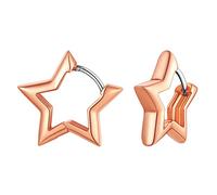 Créoles Femme Boucles d'oreilles Grand/Mini Anneaux Oreilles Cuivre Pentacle Étoile Couleur Or rose