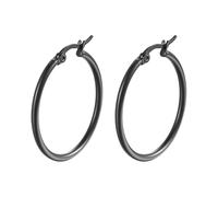 Creoles Femme, Créoles Noir Acier Inoxydable Cercle de 15 mm 20mm pour Saint Valentin Bijoux