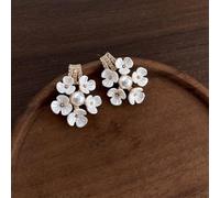 Créoles fleurs perlées design rétro Créoles fleurs perlées design