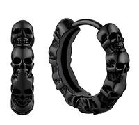 Creoles Homme Tete de Morte Noir Petite Boucles d Oreilles Viking Garcon Crane Punk Boucles d'oreilles Gothique Hip Hop Clou Oreille Femme Ado Jeune Cadeau Petit Ami