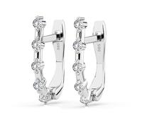 Créoles Or Blanc 585 avec 10 Diamants 0.2 ct - Petites Boucles d'Oreilles pour Femme en Or 14k - Bijou Classique, Idée Cadeau