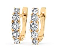 Créoles Or Jaune 585 avec 10 Diamants 0.85 ct - Petites Boucles d'Oreilles pour Femme en Or 14k - Bijou Classique, Idée Cadeau