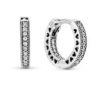 PANDORA Boucles d’oreilles à cerceau " Boucles d’oreilles à cerceaux à cœur infini " Zircone cubique en argent 296317CZ