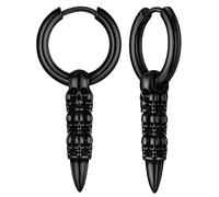 Creoles Pendentif Homme Tete de Morte Noir Petite Boucles d Oreilles Viking Garcon Crane Punk Boucles d'oreilles Fantôme Gothique Hip Hop Clou Oreille Femme Ado Jeune