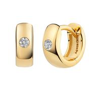 créoles pliantes cai en argent massif 925/- plaqué or brillant 2 zircons blancs