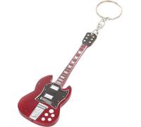 CREOLOGIC Porte-clés guitare | Pendentif guitare en bois | Cadeau | Motif guitare | Mini guitare pour clés | Légendes de la musique, Rouge vintage., Miniatur