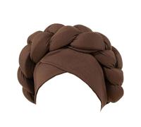CreoQIJI Bandeau turban tressé bohème, turban africain pour femme, couvre-chef pour femme noire, bonnet turban tressé soyeux élastique (marron, taille unique)
