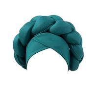 CreoQIJI Bandeau turban tressé bohème, turban africain pour femme, couvre-chef pour femme noire, bonnet turban tressé soyeux élastique (vert, taille unique)