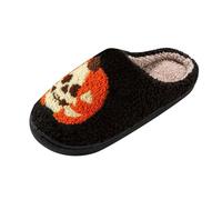 CreoQIJI Chaussons d'Halloween pour femme et homme - Chaussons doux et douillets avec motif effrayant - Chaussons d'hiver chauds en coton - Semelle antidérapante - Idée cadeau pour les couples/la