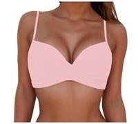 CreoQIJI Haut de bikini bonnet G pour femme avec coussinet de poitrine sans bretelles multicolore fente pour amincir le bikini maillot de bain jambe femme, Rose, XL