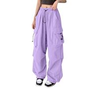 CreoQIJI Pantalon cargo baggy pour femme Y2K Streetwear - Pantalon de loisirs - Pantalon de jogging avec élastique - Oversize - Pantalon de survêtement des années 90 - Pantalon de parachute - Pantalon