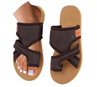 CreoQIJI Sandales d'été plates pour femme - Sandales orthopédiques légères et confortables - En maille - Sandales de plage avec pieds larges - Élégantes - Chaussures d'été décontractées - Chaussures