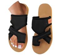 CreoQIJI Sandales d'été plates pour femme - Sandales orthopédiques légères et confortables - En maille - Sandales de plage avec pieds larges - Élégantes - Chaussures d'été décontractées - Chaussures