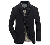 CreoQIJI Veste pour homme - Grande taille - Pour l'automne - Pour mariage et affaires - Taille décontractée - Manches longues - Boutonnière - En coton - Style décontracté - Coupe droite, Noir , 5XL