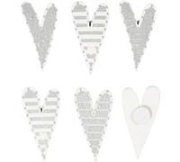 Creotime autocollants coeurs blanc/argent 25x45 mm 8 pcs Blanc G
