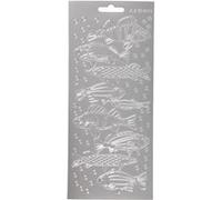 Creotime autocollants en papier d'aluminium Poisson 9 pièces argent Argent G