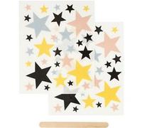 Creotime autocollants rub-on étoiles 12 x 15,5 cm Multicolore G