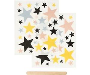 Creotime autocollants rub-on étoiles 12 x 15,5 cm Multicolore G