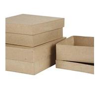Creotime boîtes Carré en papier mâché 16-18-20 cm marron 3 pièces Marron G