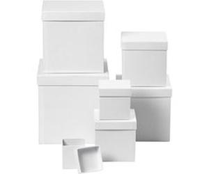 Creotime boîtes Carton carré 7,5-23 cm blanc 7 pièces Blanc G
