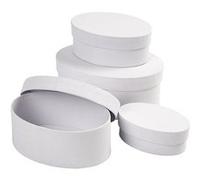 Creotime boîtes Carton ovale 10-12-14-16 cm blanc en 4 parties Blanc G